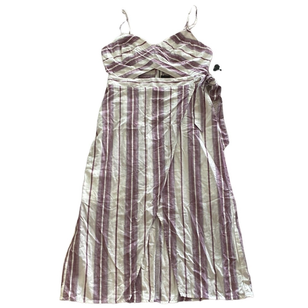 Express Striped Midi Dress in Lavender and Cream